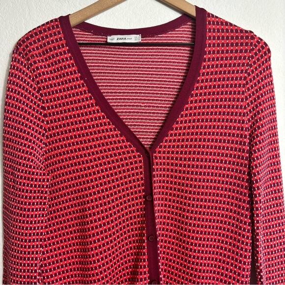 Zara Knit Purple Orange Red Small Women Button Up V-neck Sweater - Picture 6 of 6
